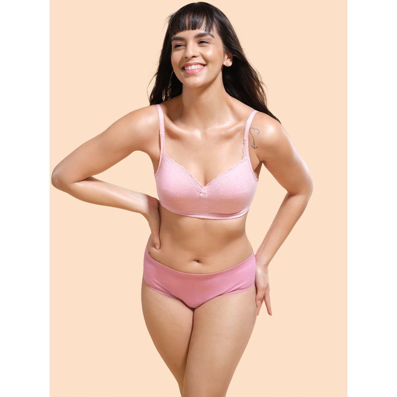 Enamor A017 Smoothening Wirefree Balconette T-Shirt Bra - Padded High Coverage - Orchid Melange