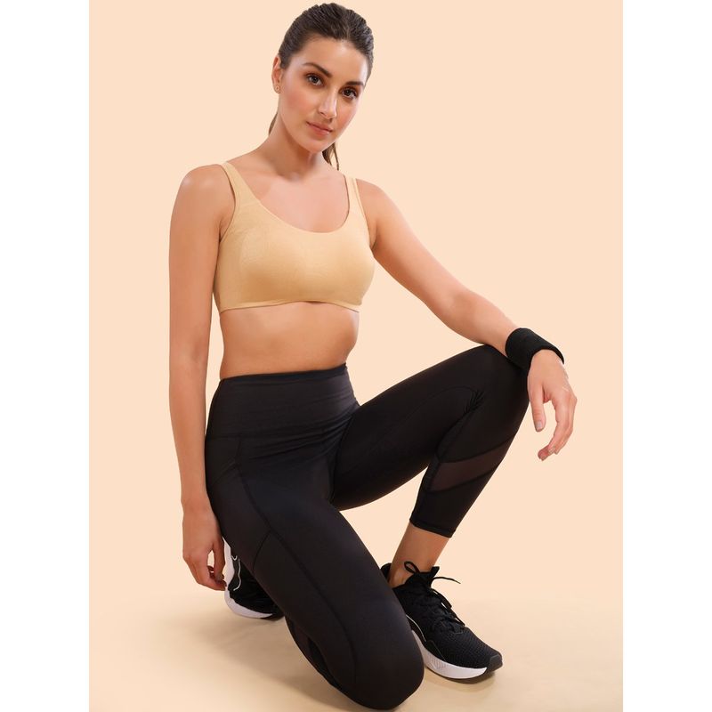 Enamor Low Impact Cotton Sports Bra - Non-Padded & Wirefree - Nude (XL) - SB06