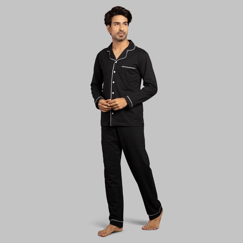 Nite Flite Ebony Mens Pyjama Set - Black (XL)