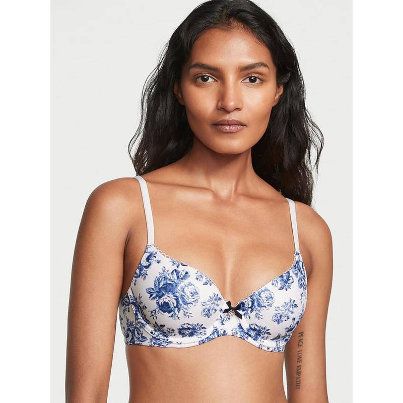 Soutien-Gorge Victoria's Secret Body By Victoria - Demi Lined à Armatures - Bleu Marine Fleuri - Neuf Avec Étiquette