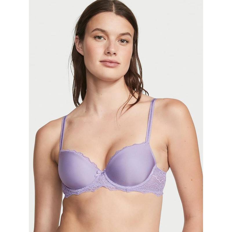 Victoria's Secret Dream Angels Smooth and Lace Lightly Lined Demi Bra Purple (38DD)