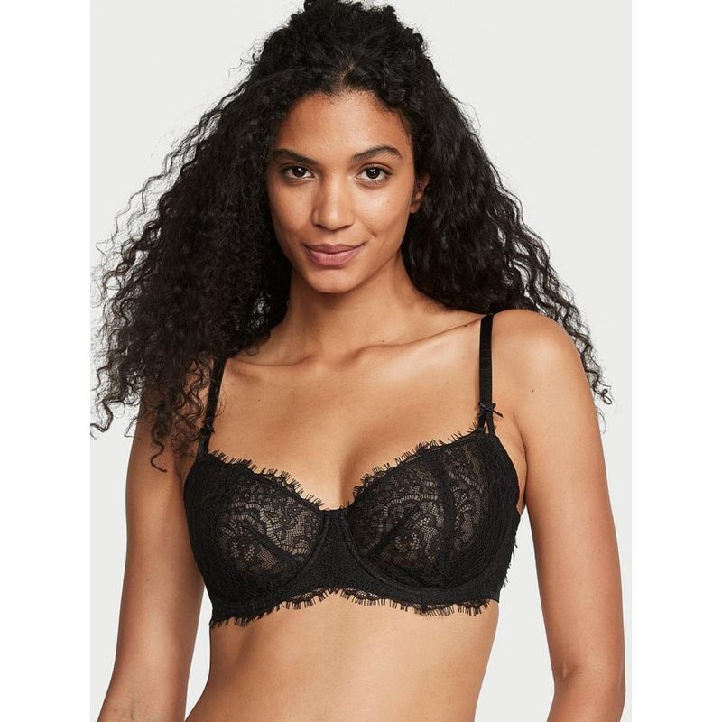 Victoria's Secret Dream Angels Wicked Unlined Lace Balconette Bra Black (34B)