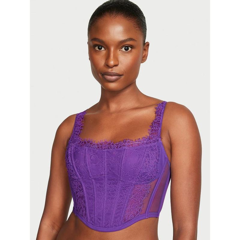 Victoria's Secret Dream Angels Lace Corset Bra Top Purple (XS)