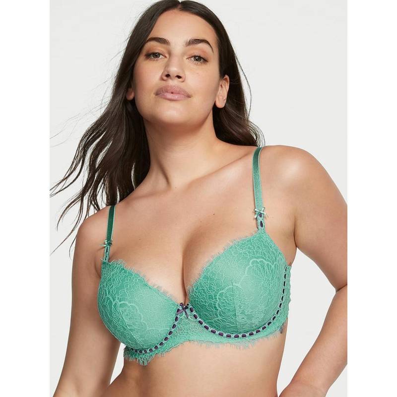 Victoria's Secret Dream Angels Lightly Lined Ribbon Slot Demi Bra Green (36DDD)