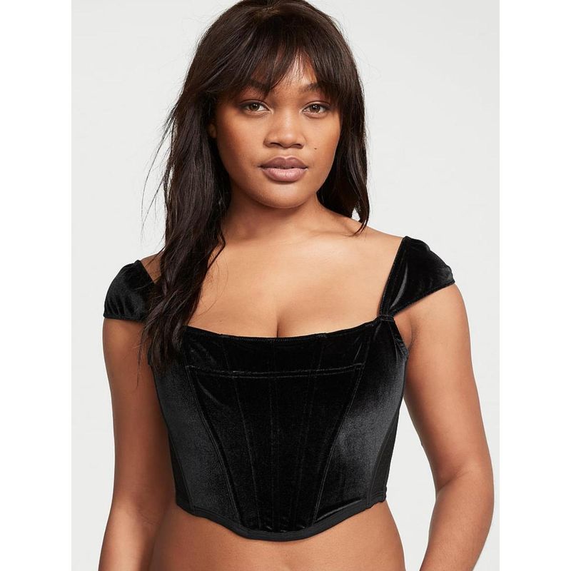 Victoria's Secret Dream Angels Velvet Corset Bra Top Black (S DD)