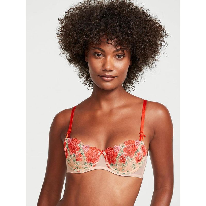 Victoria's Secret Dream Angels Wicked Unlined Floral Embroidery Balconette Bra Beige (34B)