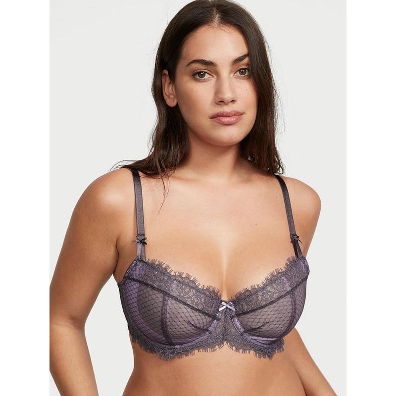 Victoria's Secret Dream Angels Wicked Lace Unlined Balconette Bra Grey (32B)
