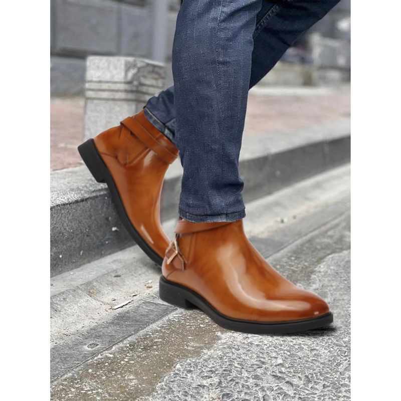 Carlton London Tan Solid Buckle Boots (EURO 44)