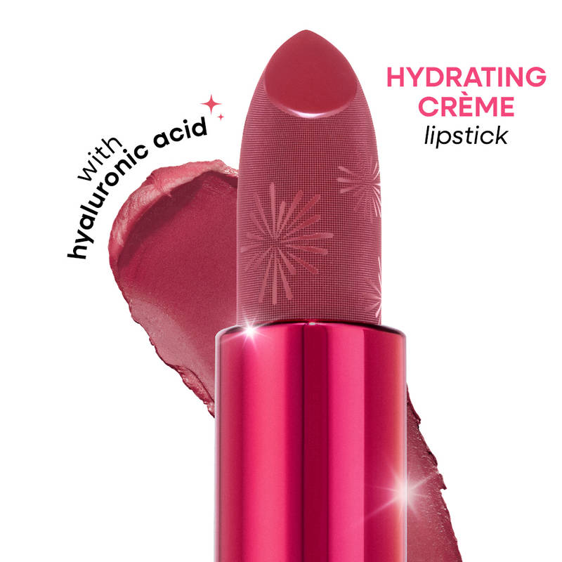 Nykaa Ultra Silk Hydrating Satin Serum Creme Glitter Lipstick with Hyaluronic Acid - Sizzlin