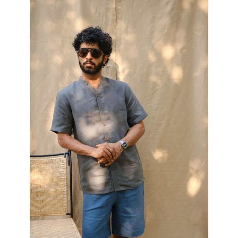 Creatures of Habit Linen Easy Shirt - Slate Grey (XS)