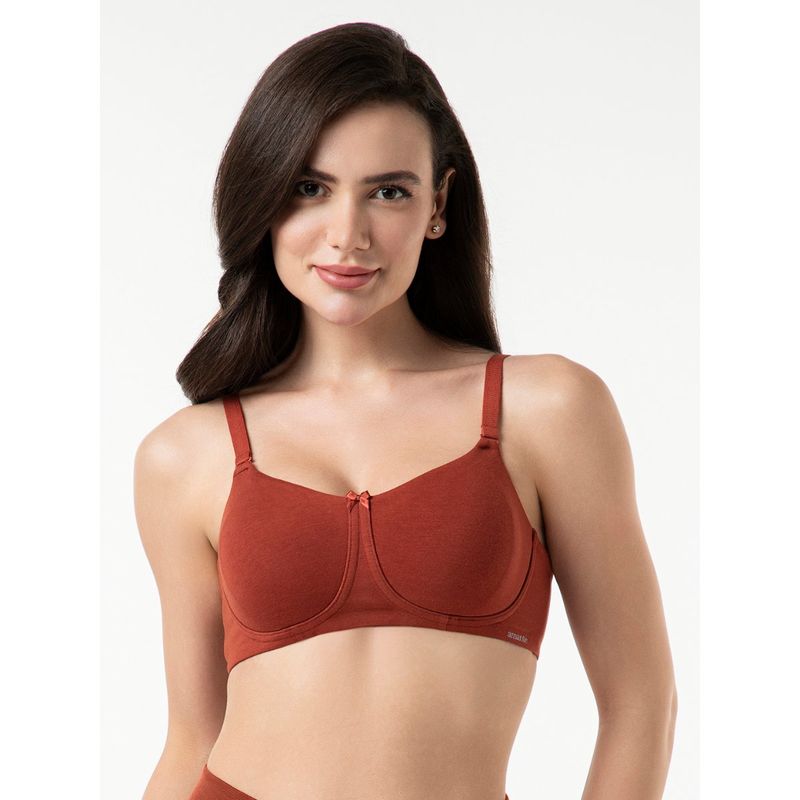 Amante Cotton Solid Non-Padded Full Cup Wire Free Full Figure Bra - Rust (36D)