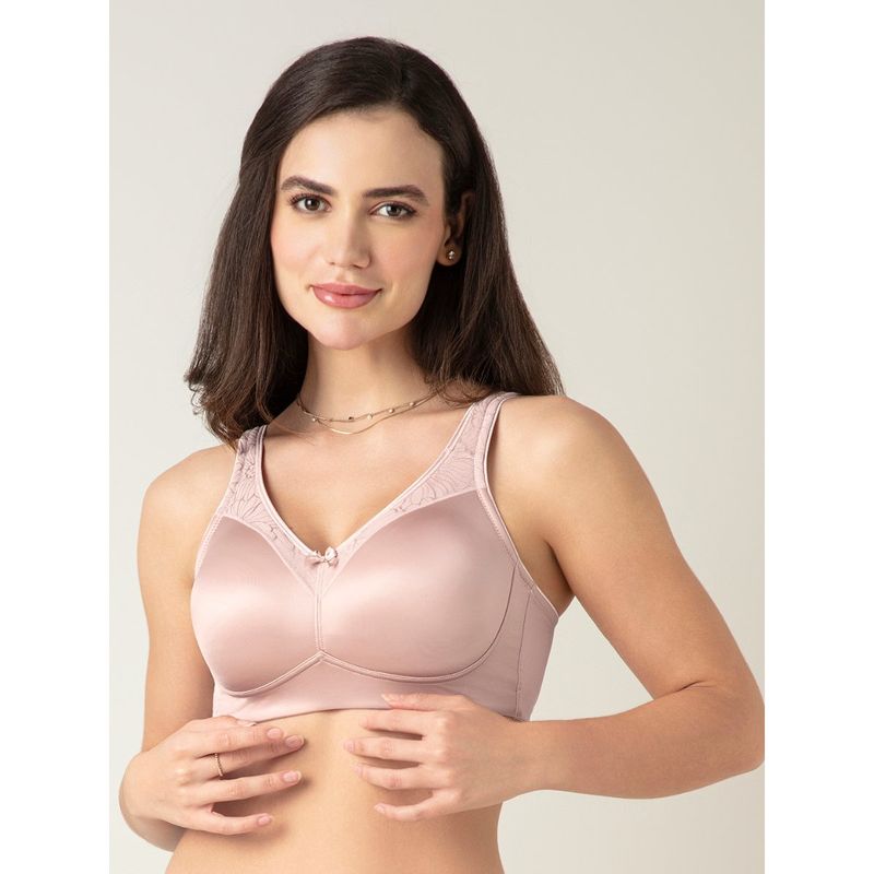 Amante Polyamide Solid Non-Padded Full Cup Wire Free Full Figure Bra - Pink (46D)