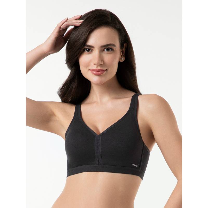 Amante Cotton Solid Non-Padded Full Cup Wire Free Full Figure Bra - Black (36D)