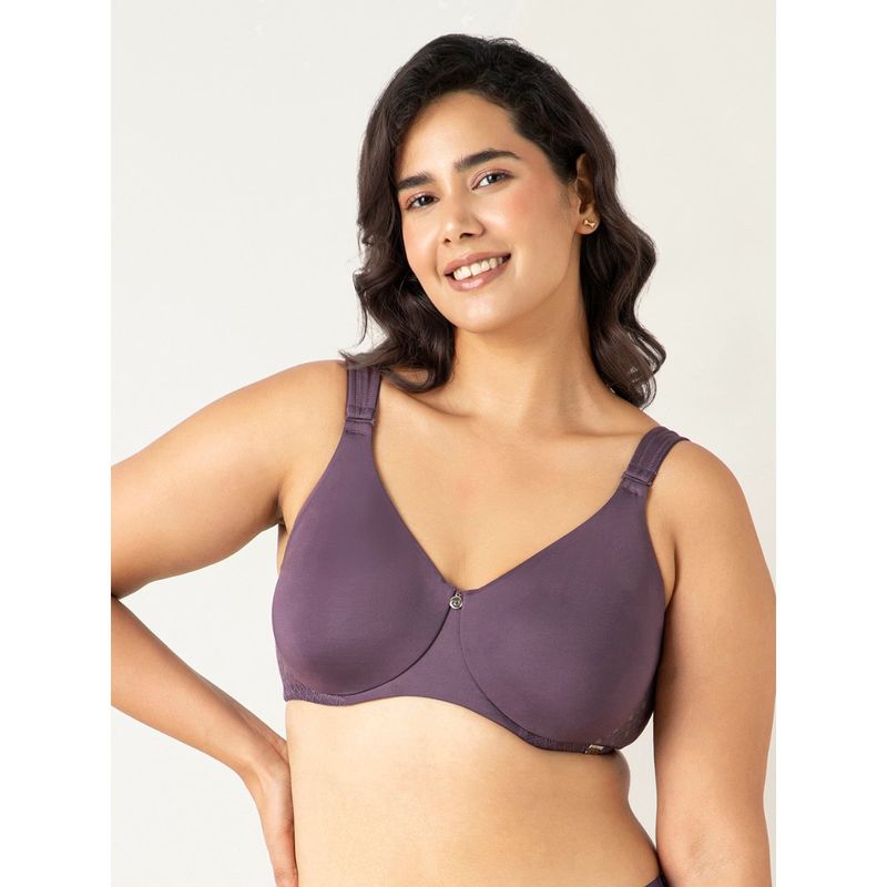 Amante Polyamide Solid Non-Padded Full Cup Underwired Full Figure Bra - Purple (38DD)