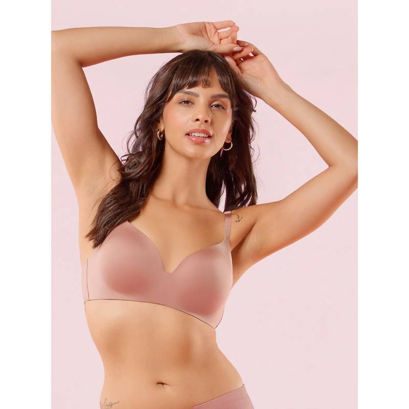 Enamor Women F084 Seamless Ultra Smoothening With Invisible Edges T-Shirt Bra Brown (XL)