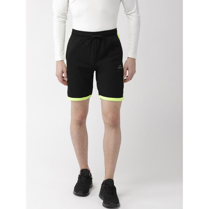 Alcis Men Black Solid Slim Fit Sports Shorts (M)