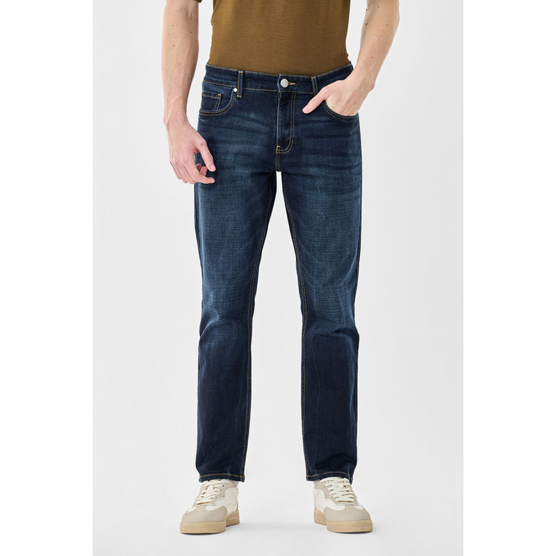 Snitch Men Navy Blue Washed Jeans (34)
