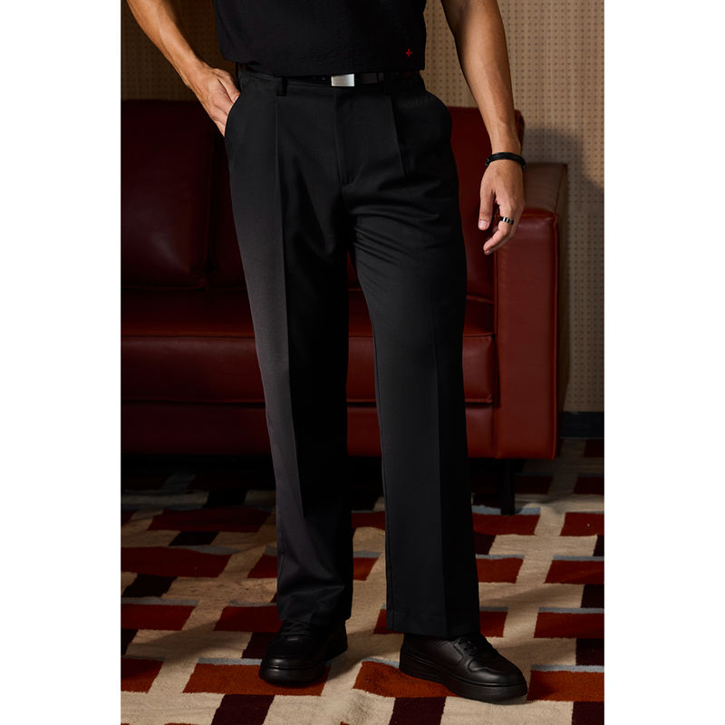 Snitch Men Black King Of Hearts Pleated Trouser (34)