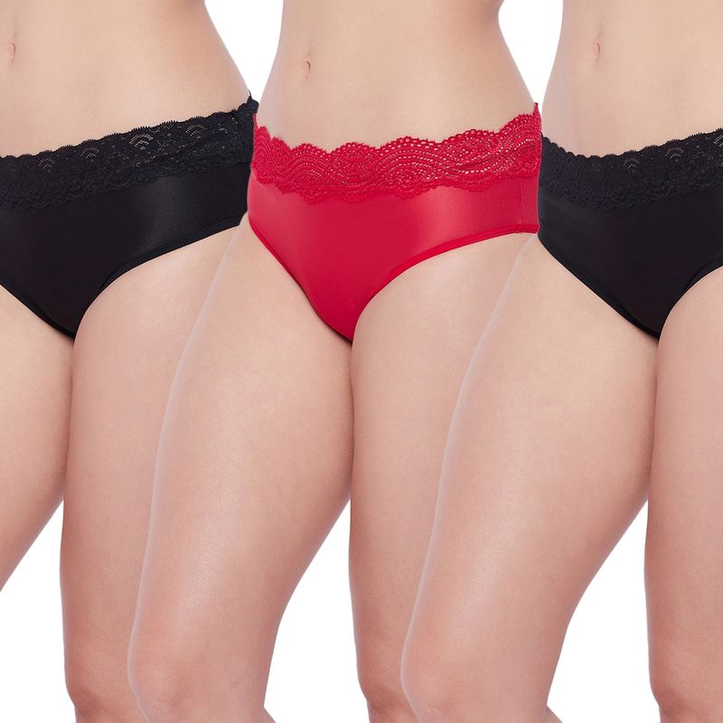 Secrets By ZeroKaata Women Assorted Microfibre Lace Hipster Briefs - Multi-color (Pack of 3