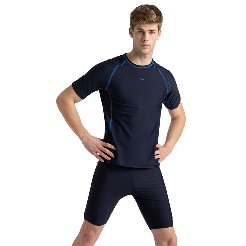 Speedo Endurance10 Navy Blue Short Sleeve Swimwear Sun Top (40)