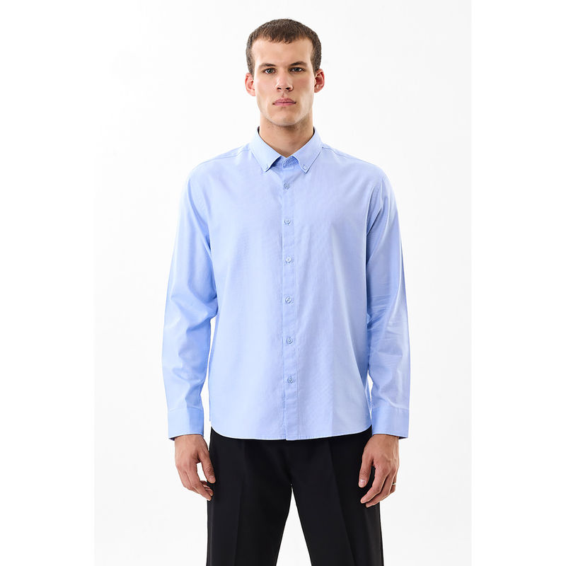 Snitch Light Blue Plain Full Sleeves Slim Formal Shirt for Men (S)