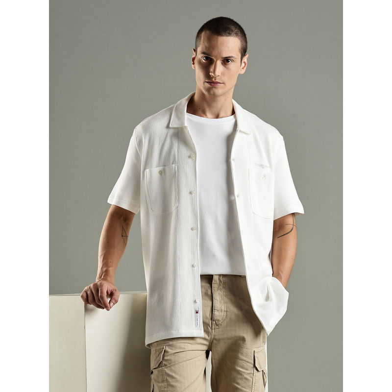 Tommy Hilfiger Textured Regular Fit Cotton Shirt (S)