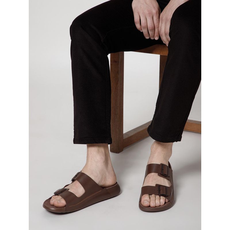 NoStrain Cookie Brown High Arch Support Sandals for Men (UK 6)