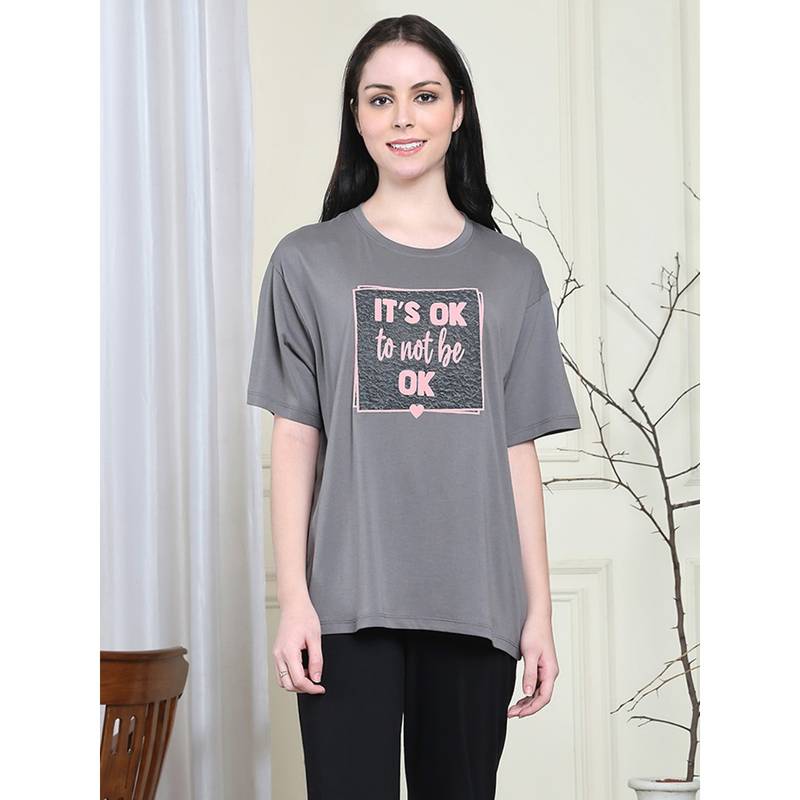 Kanvin Women Grey T-Shirt (S)