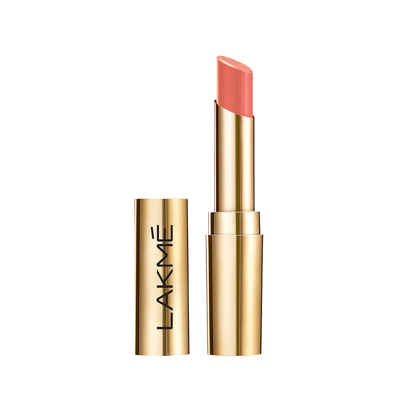Lakme Glitterati Collection Shine Lipstick With Built-in Primer For High Shine - Peachy Vib