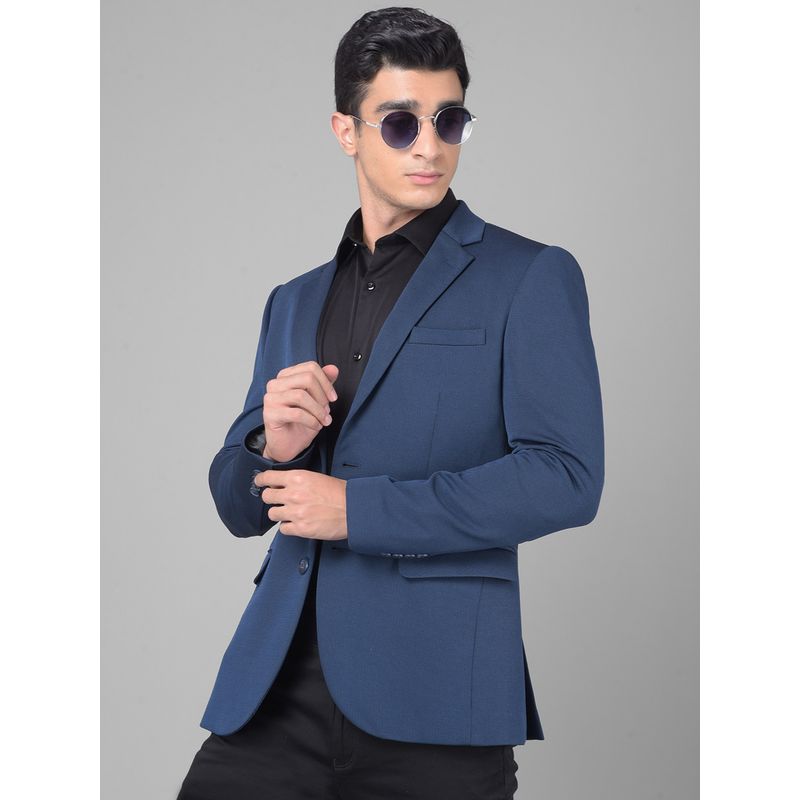 CRIMSOUNE CLUB Men Navy Blue Single Breasted Blazer (M)