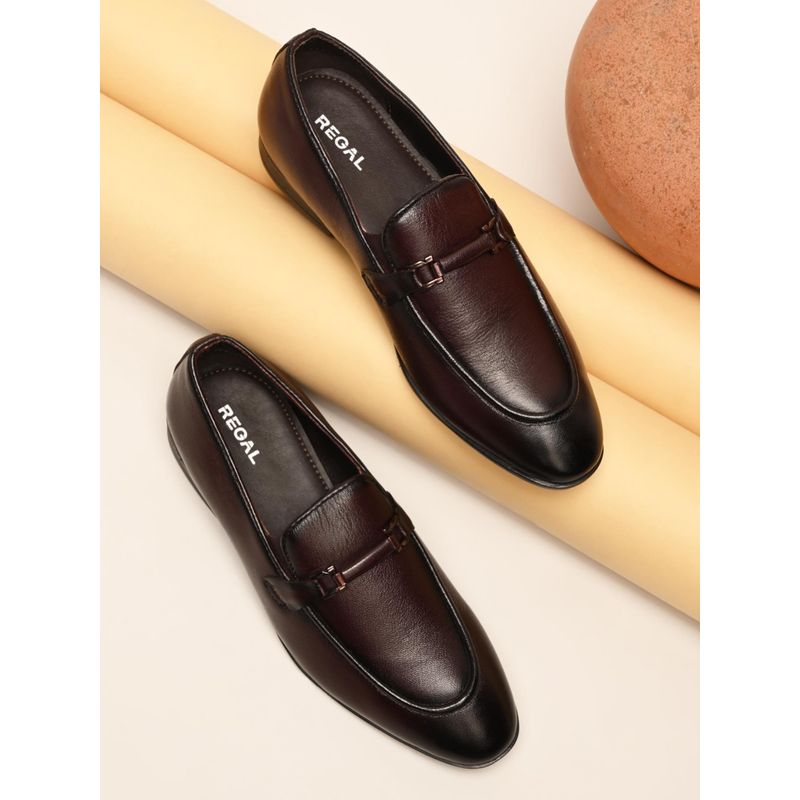 REGAL Bordo Mens Formal Buckled Leather Slip On Loafers (UK 6)