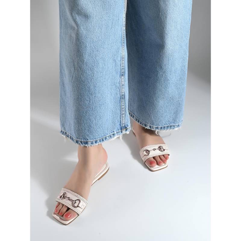 MIORAH Womens White Trendy Flats (EURO 36)