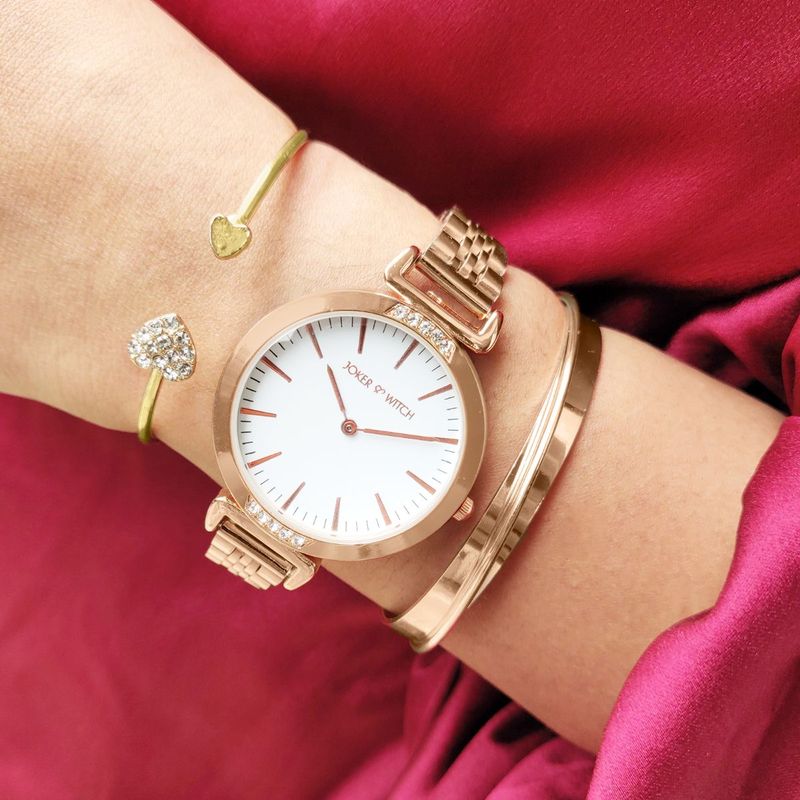 Joker & Witch Peace Rosegold Watch Bracelet Stack For Women