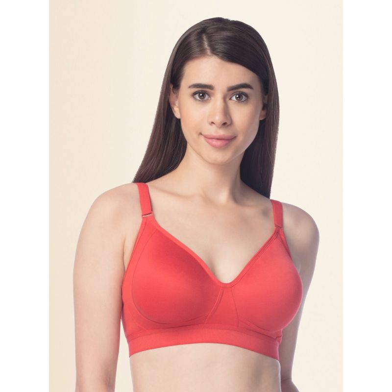 Trylo Women Full Coverage Non Padded Bra Red (38C)