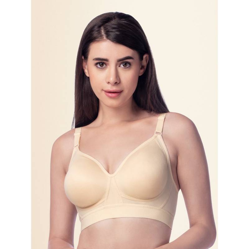 Trylo Women Full Coverage Non Padded Bra Skin Color (32D)