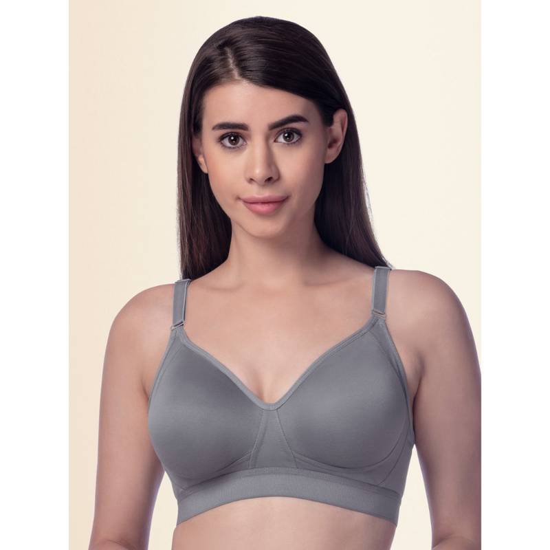 Trylo Women Full Coverage Non Padded Bra Grey (40D)