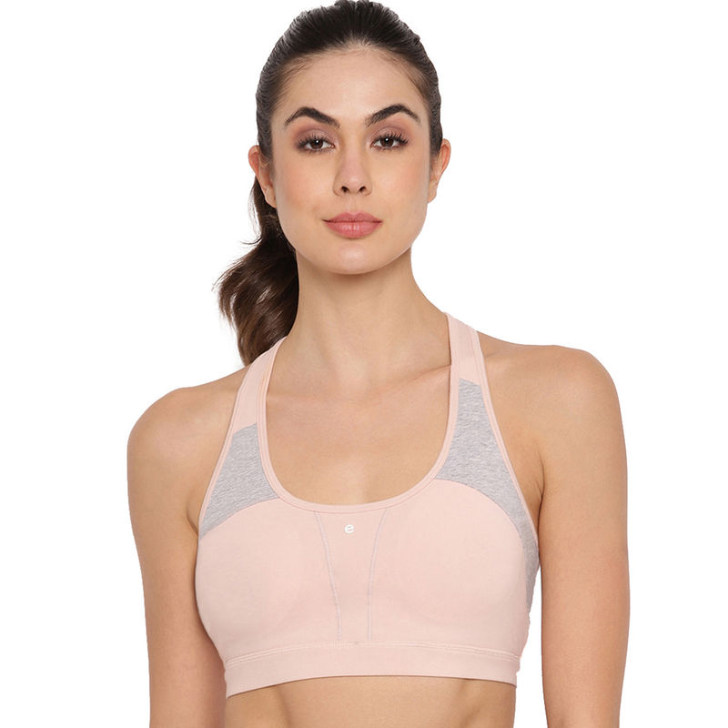 Enamor Side Panel Shaping Racer back Padded Wirefree High Coverage Cotton Sports Bra SB08 (XL)
