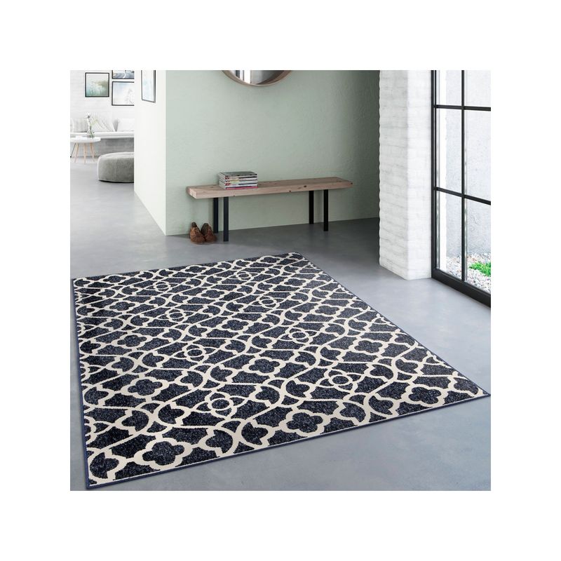 OBSESSIONS Super Soft Anti-Static Geometric Carpet, Teal Blue (4 x 6 Feet)