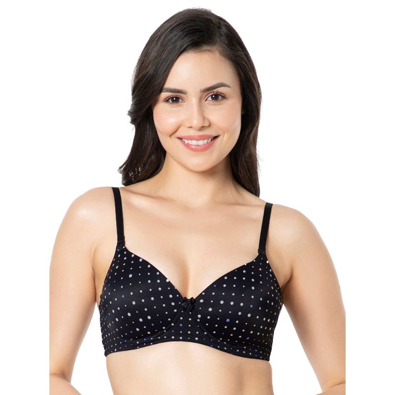 Amante Printed Padded Non-Wired Full Coverage T-Shirt Bra - Black (34B)