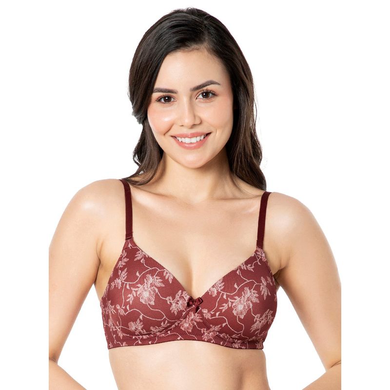Amante Printed Padded Non-Wired Full Coverage T-Shirt Bra - Brown (32B)