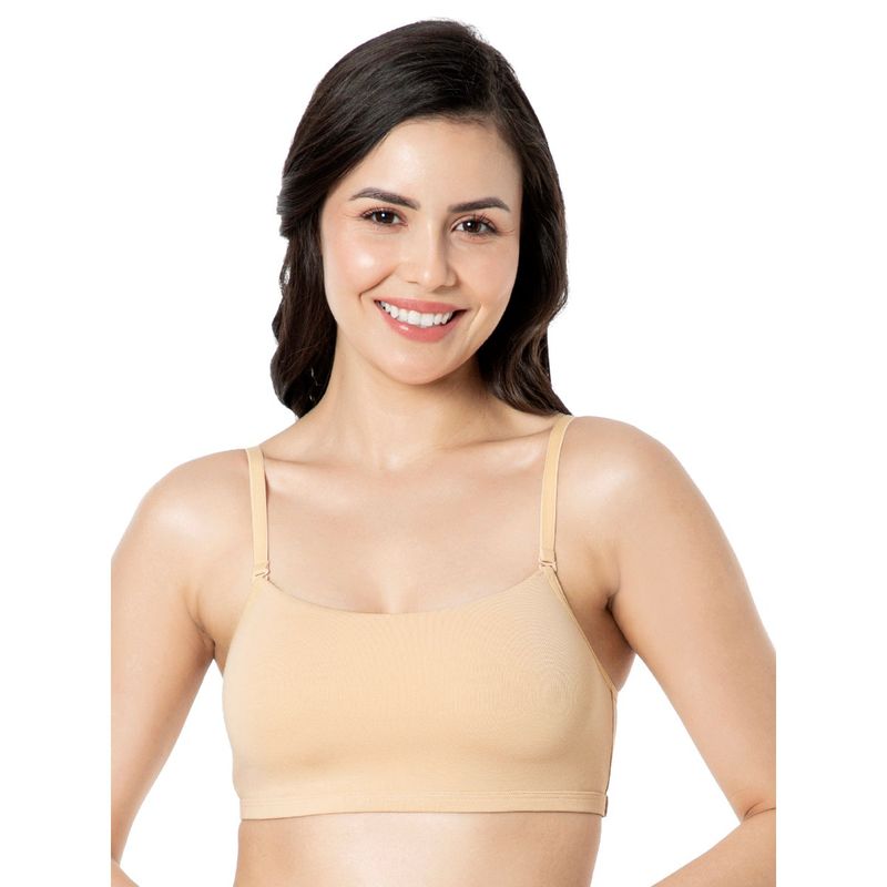 Amante Solid Non Padded Non-Wired Full Coverage Slip-On Bra - Nude (L)