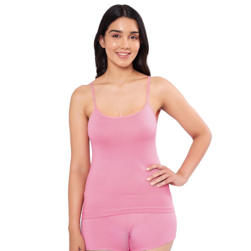 Amante Solid High Coverage Sleeveless Camisole - Pink (S)