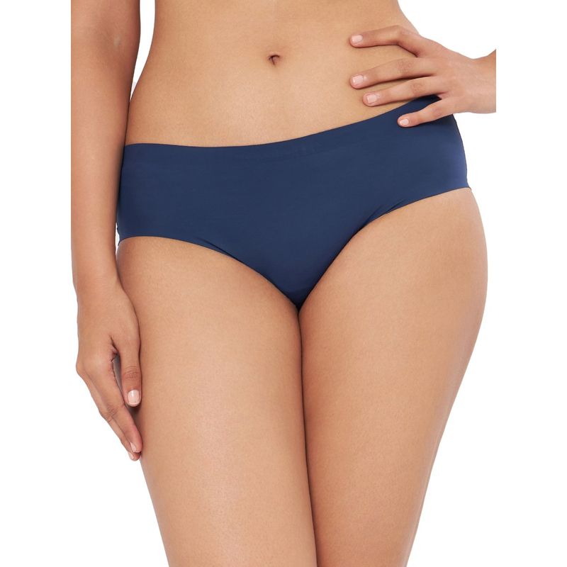 Amante Solid Three-Fourth Coverage Low Rise Hipster Panty - Blue (M)