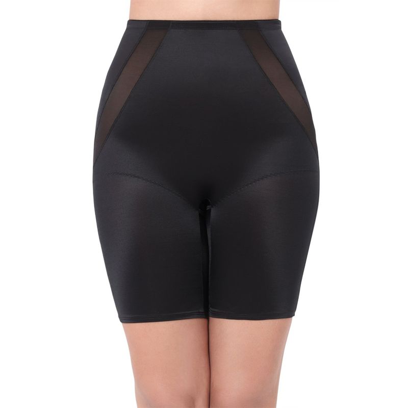 Amante Solid Full Coverage High Rise Thigh Shaper - Black (M)