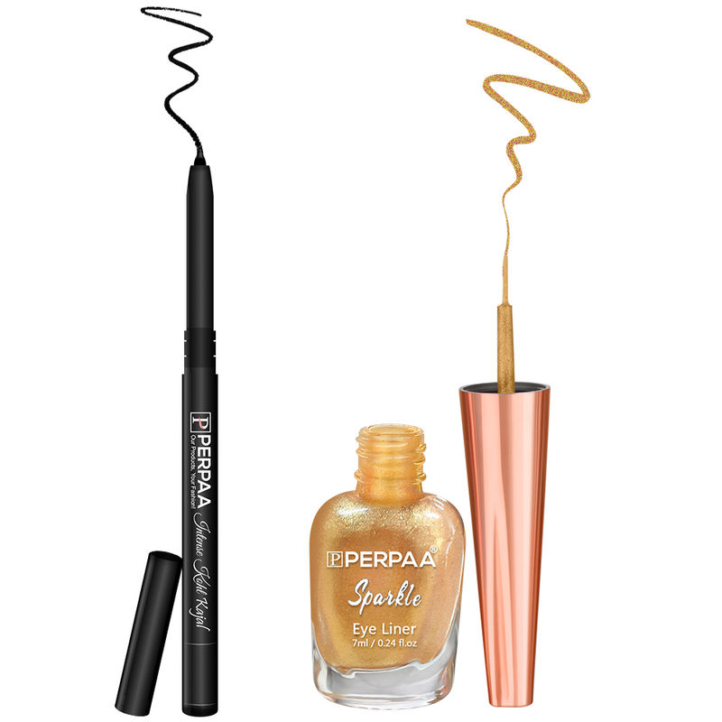 Buy PERPAA Black Kohl Kajal + Long Stay Liquid Golden Eyeliner Online