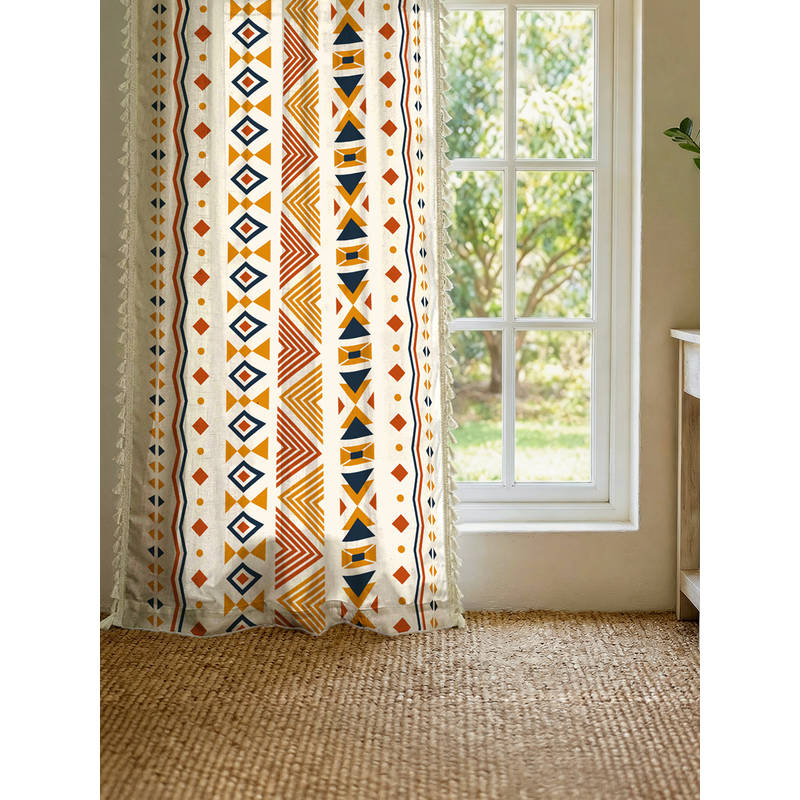 Urban Space Curtains for Window with 2 Cushion Covers - Multi-Color (Pack of 4) (5 x 4 feet)