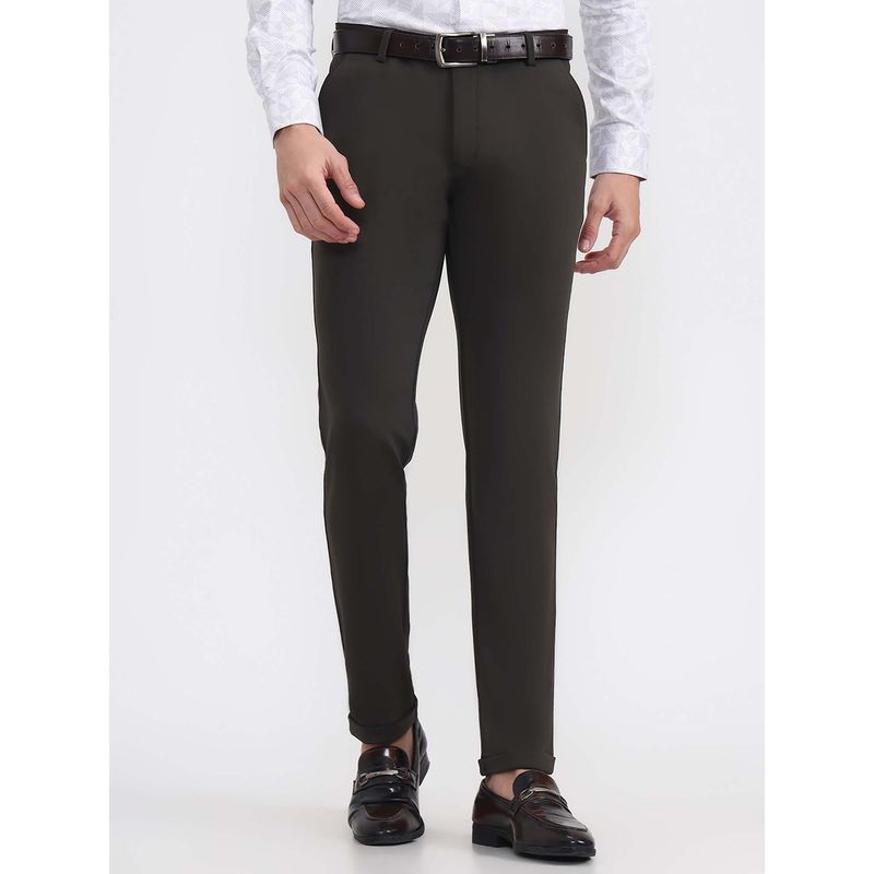 Wyre Men Slim Fit Olive Grey Club Wear Trouser (34)