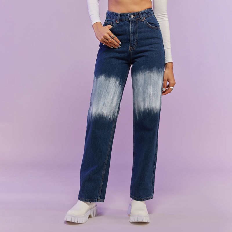 MIXT by Nykaa Fashion Blue Colorblock High Waisted Denims (26)