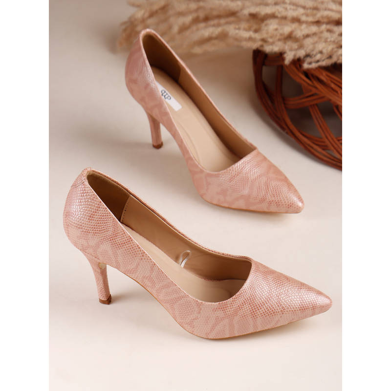 The White Pole Women Nude Synthetic Pumps (EURO 35)