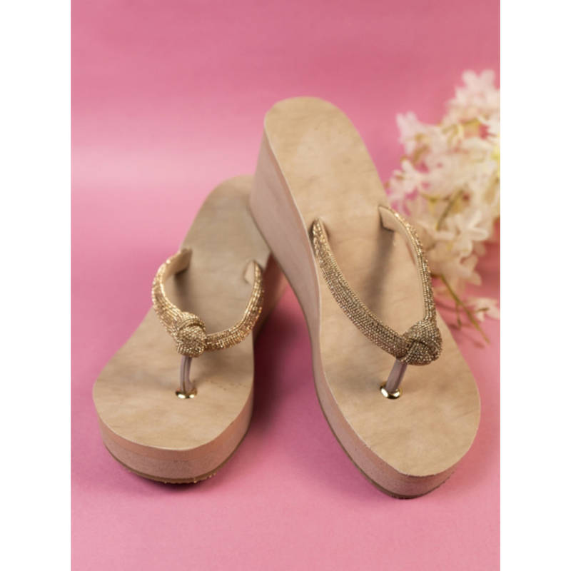 The White Pole Women Nude Synthetic Wedges (EURO 35)